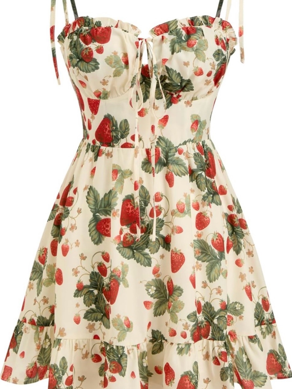 Women’s strawberry summer mini dress. Spaghetti strap cute Boho dress.